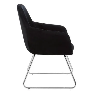 Stockholm Black Velvet Dining Chair With Chrome Legs