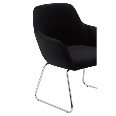 Stockholm Black Velvet Dining Chair With Chrome Legs