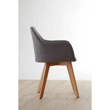 Stockholm Grey Fabric Dining Chair With Beechwood Legs