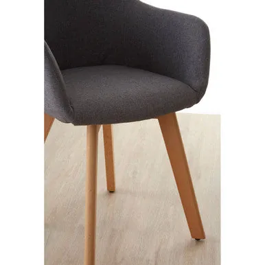 Stockholm Grey Fabric Dining Chair With Beechwood Legs