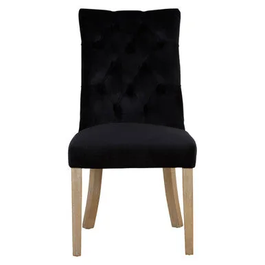 Kensington Townhouse Black Buttoned Dining Chair With Antique Legs
