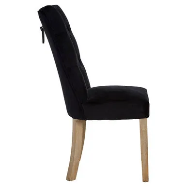 Kensington Townhouse Black Buttoned Dining Chair With Antique Legs