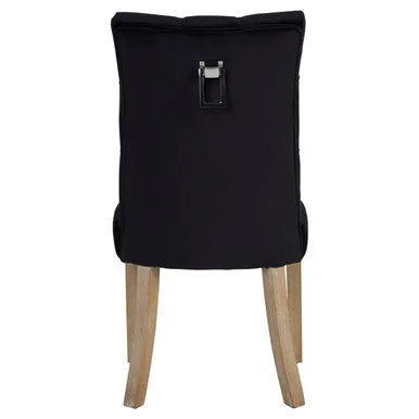 Kensington Townhouse Black Buttoned Dining Chair With Antique Legs