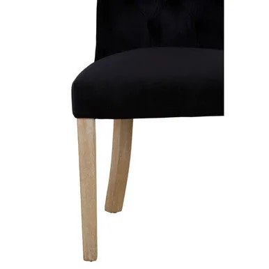 Kensington Townhouse Black Buttoned Dining Chair With Antique Legs