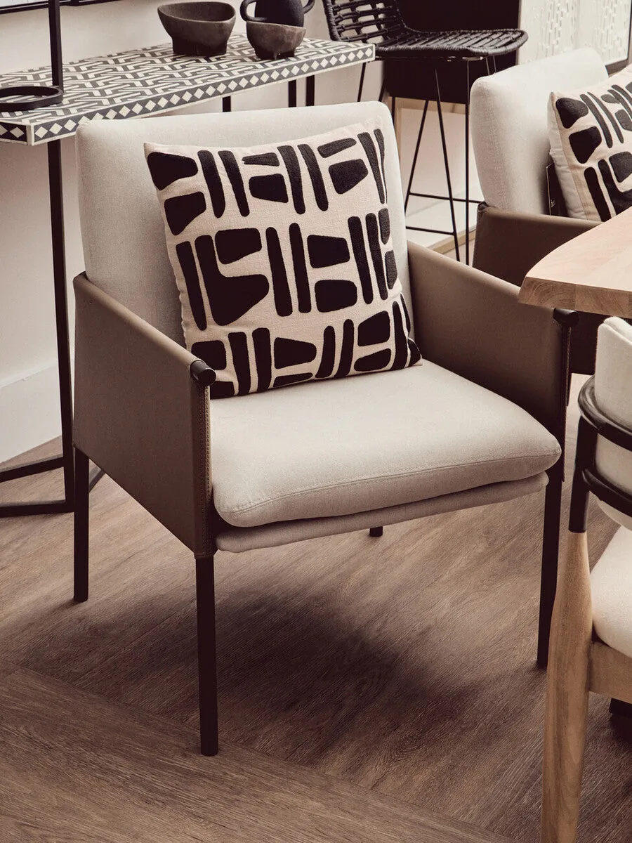 Gildenwhite Fabric & Brown Leather Dining Chair