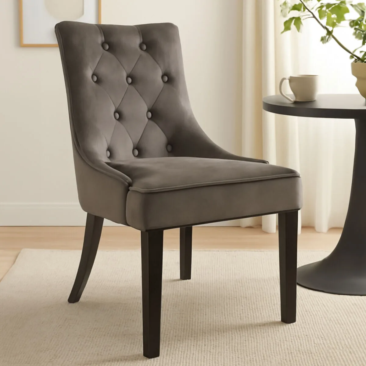 Daxton Storm Grey Velvet Dining Chair