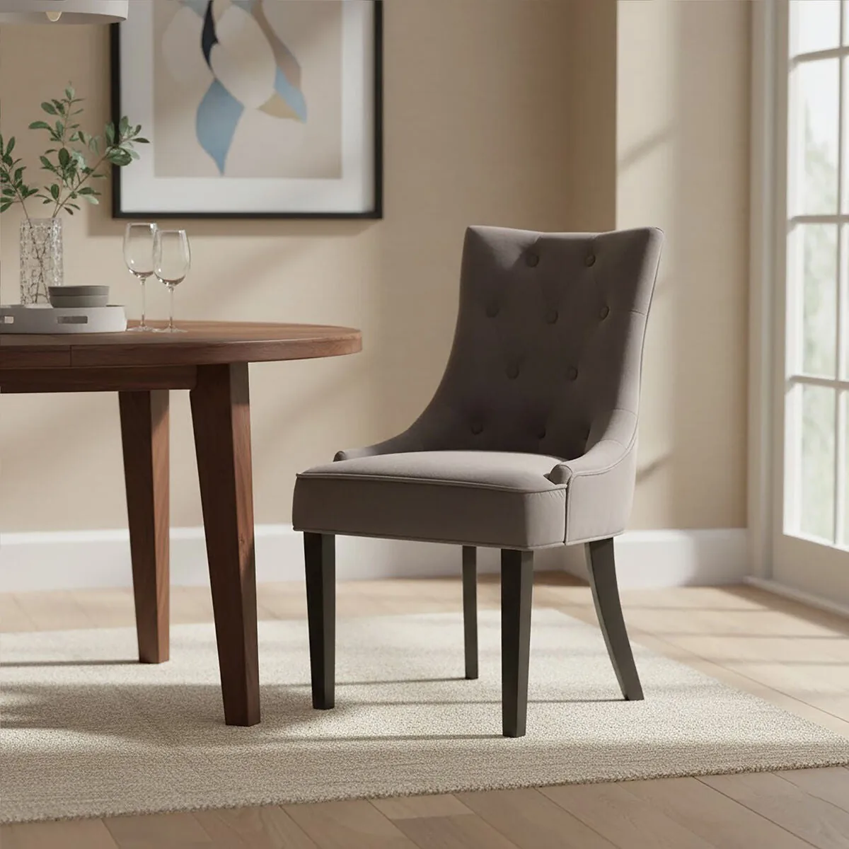 Daxton Storm Grey Velvet Dining Chair