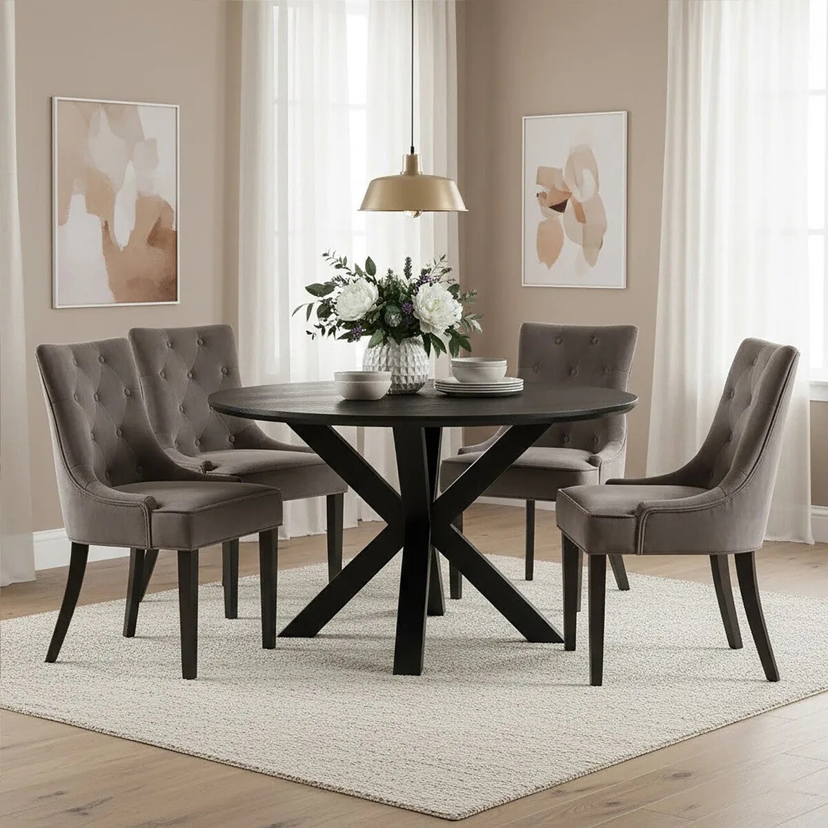 Daxton Storm Grey Velvet Dining Chair