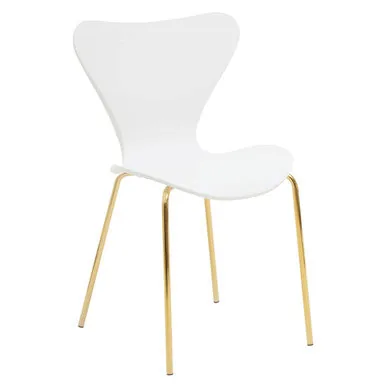 Laila White Seat & Gold Legs Dining Chair