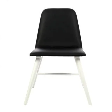 Cassy Black Leather Dining Chair With White Legs