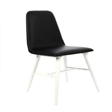 Cassy Black Leather Dining Chair With White Legs