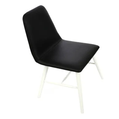 Cassy Black Leather Dining Chair With White Legs