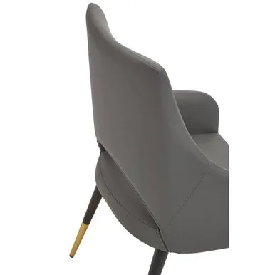 Gilden Grey Leather Dining Chair With Gold Tip Legs