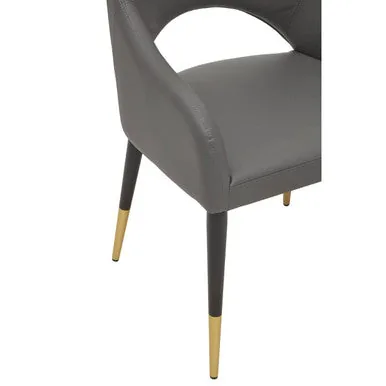 Gilden Grey Leather Dining Chair With Gold Tip Legs
