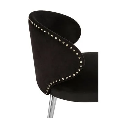 Piermount Velvet Black Contemporary Dining Chair