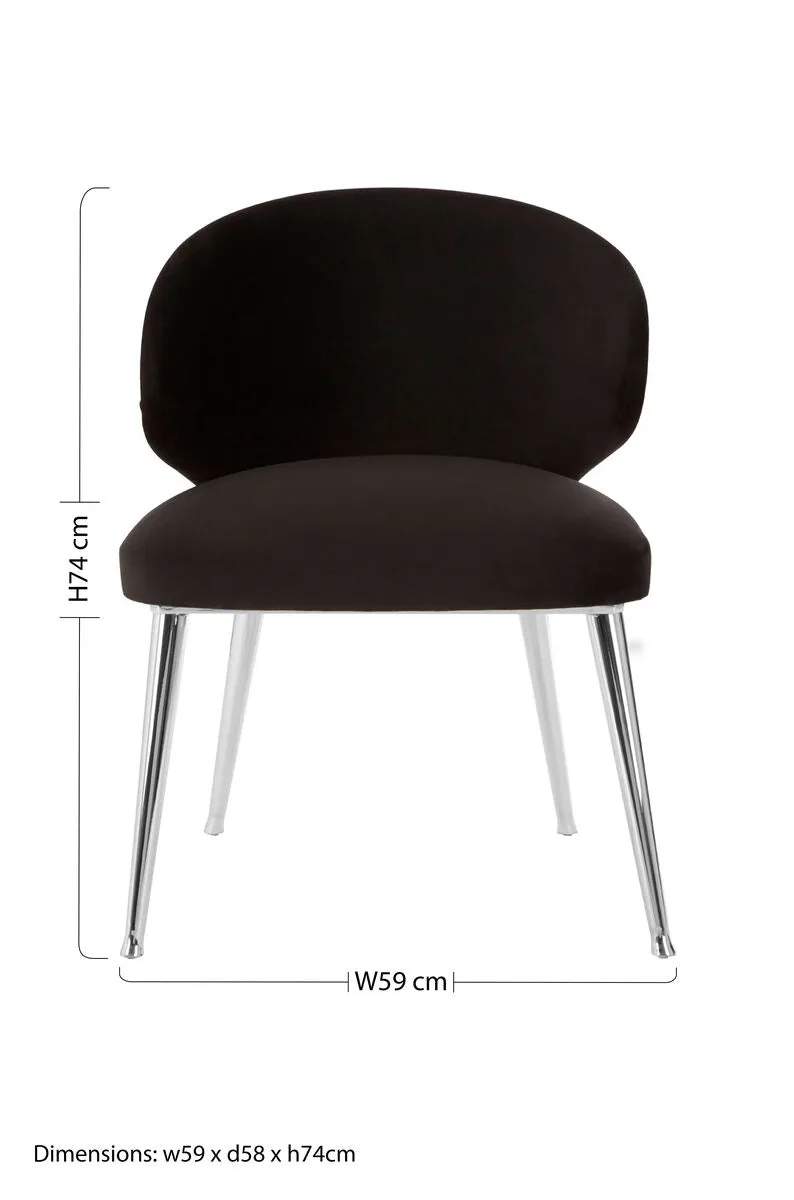 Piermount Velvet Black Contemporary Dining Chair