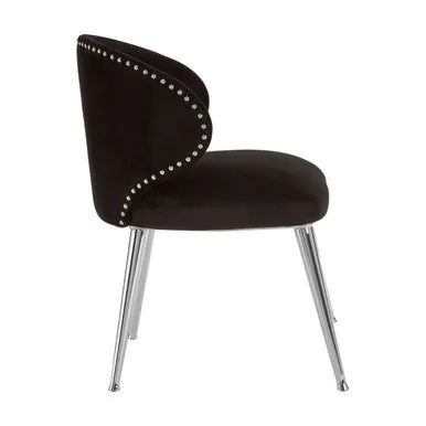 Piermount Velvet Black Contemporary Dining Chair