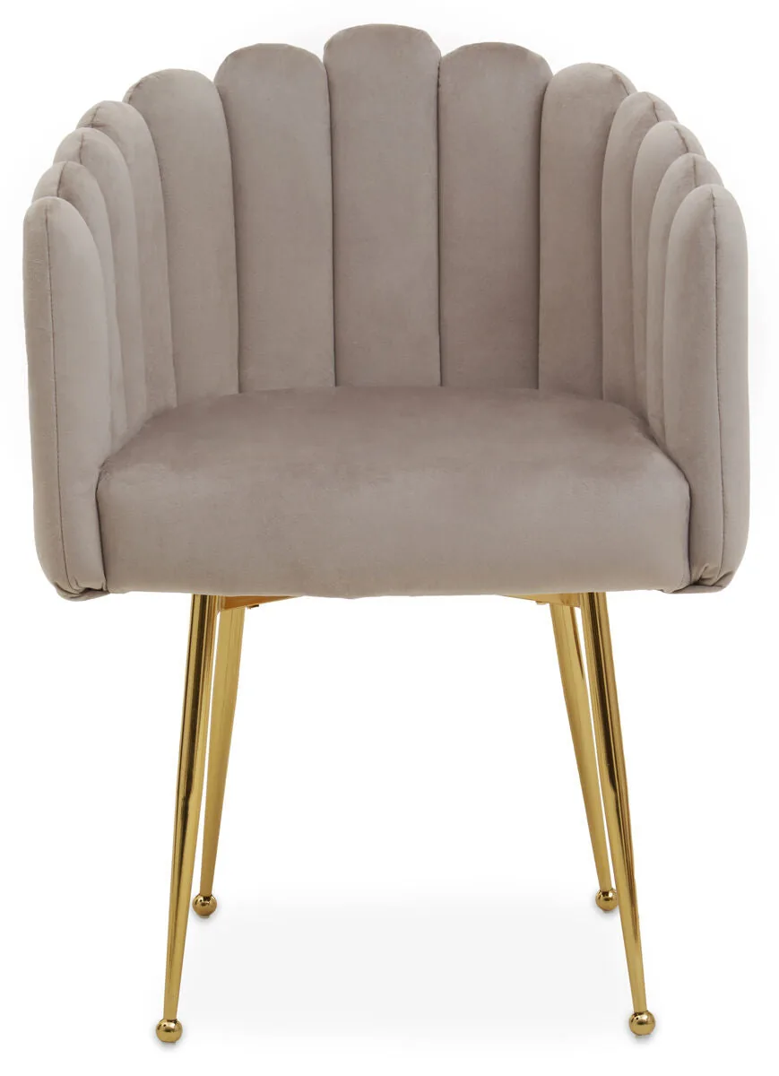 Bari Mink Velvet Scalloped Dining Chair