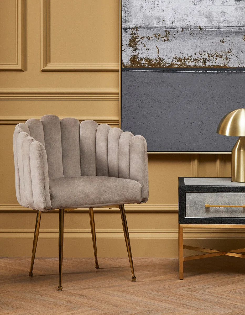 Bari Mink Velvet Scalloped Dining Chair