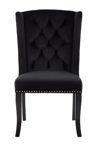 Kensington Townhouse Black Velvet Dining Chair With Dark Legs