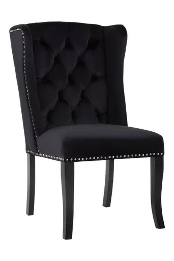 Kensington Townhouse Black Velvet Dining Chair With Dark Legs