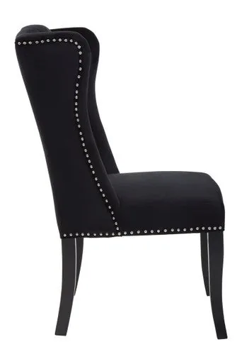 Kensington Townhouse Black Velvet Dining Chair With Dark Legs