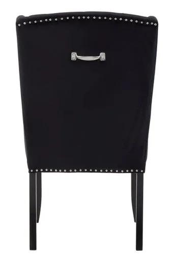Kensington Townhouse Black Velvet Dining Chair With Dark Legs