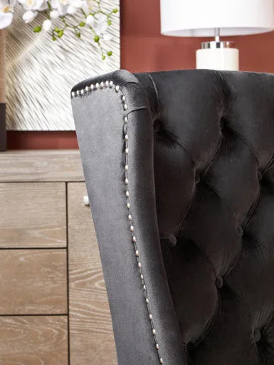 Kensington Townhouse Black Velvet Dining Chair With Dark Legs