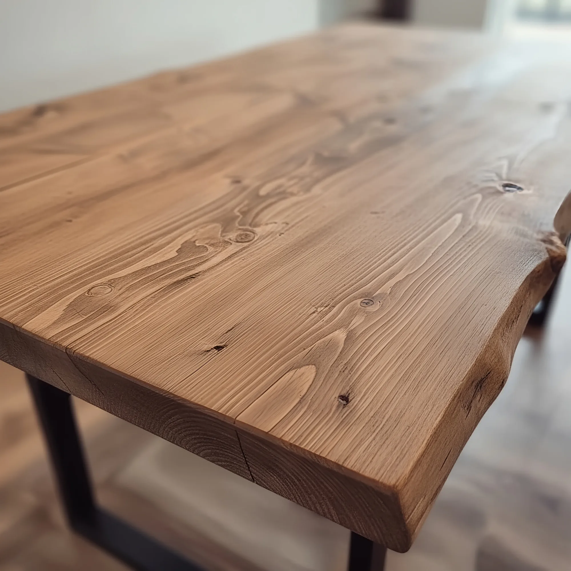 Live / Waney Edge Dining Table With Metal U Shape Legs