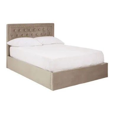 Hannah Mink Velvet Ottoman Double Bed