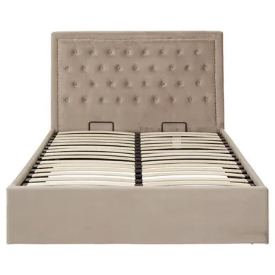 Hannah Mink Velvet Ottoman Double Bed