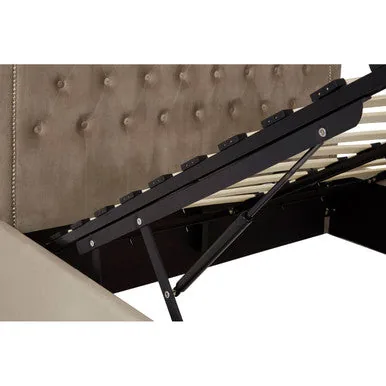 Hannah Mink Velvet Ottoman Double Bed