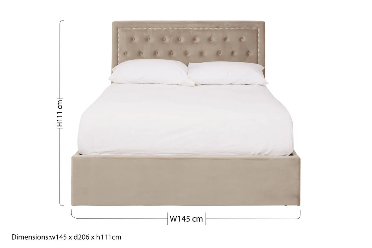 Hannah Mink Velvet Ottoman Double Bed