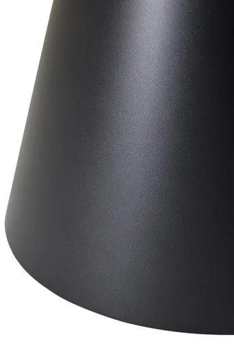Black Metal Conical Base Round Dining Table With Clear Glass Top, Azalea
