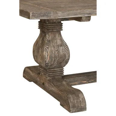 Brown Rustic Recycled Pine Wood Dining Table With Traditional Pedestal Legs, Lovina
