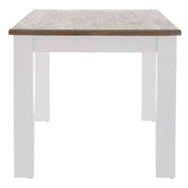 White Dining Table With Golden Oak Tabletop, Hampstead