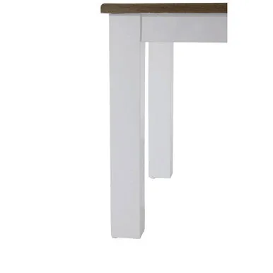 White Dining Table With Golden Oak Tabletop, Hampstead
