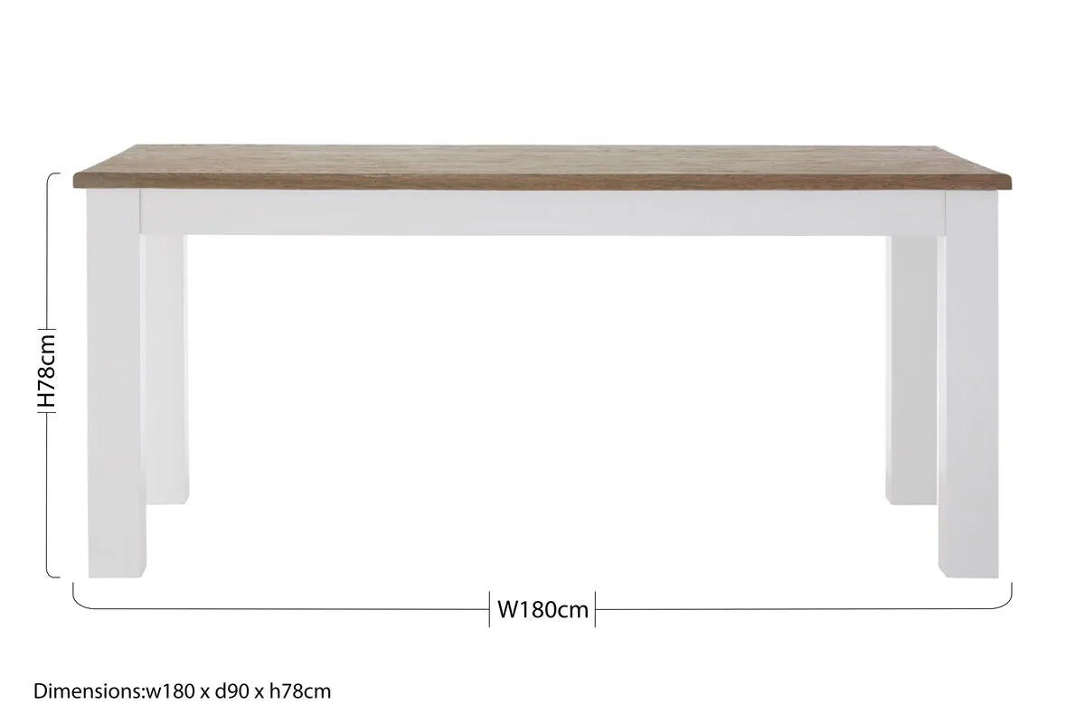 White Dining Table With Golden Oak Tabletop, Hampstead