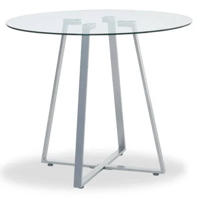 Glass Top & Grey Stainless Steel Dining Table, Metropolitan