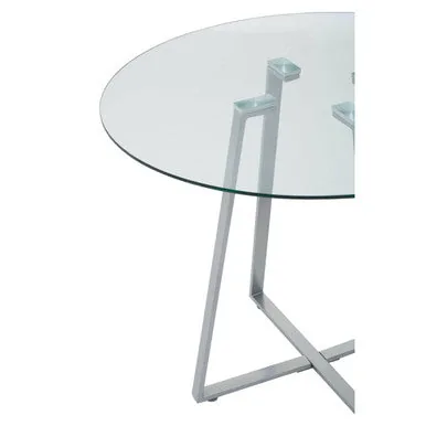 Glass Top & Grey Stainless Steel Dining Table, Metropolitan