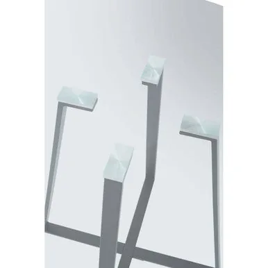 Glass Top & Grey Stainless Steel Dining Table, Metropolitan