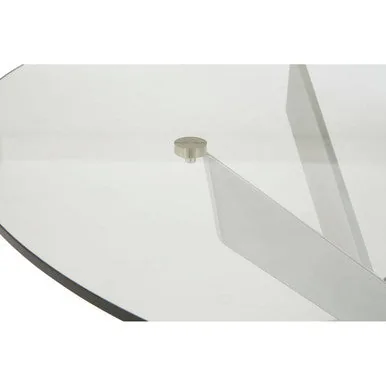 Round Clear Tempered Glass Dining Table With Intersecting Chrome Stainless Steel Legs, Allure