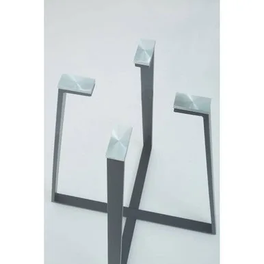 Clear Glass Top & Matte Black Square Steel Dining Table, Metropolitan