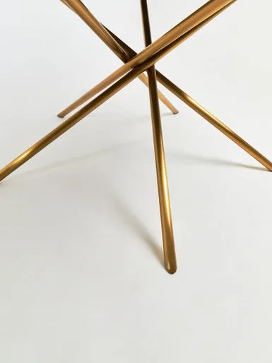 Gold Aged Fir Wood Rustic Top Dining Table With Stainless Steel Tied Base, Jana