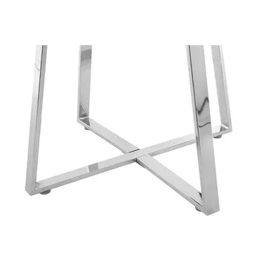 Silver Round Glass Top & Steel Frame Dining Table, Metropolitan