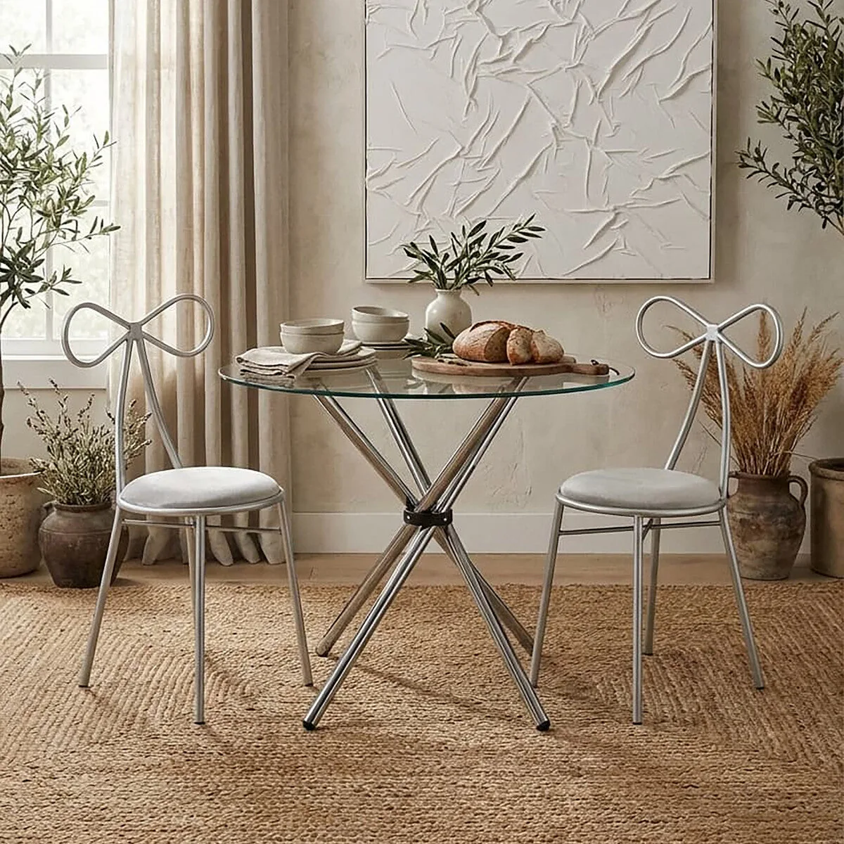 Afton Round Dining Table With Glass Top