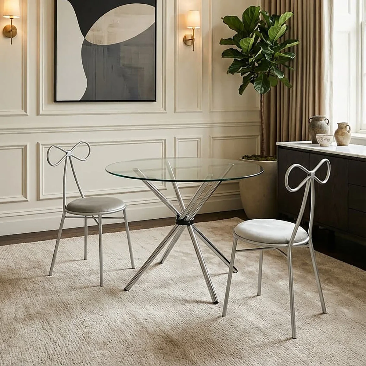 Afton Round Dining Table With Glass Top