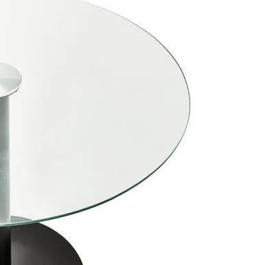 Matt Black Steel & Glass Top Round Dining Table, Metropolitan