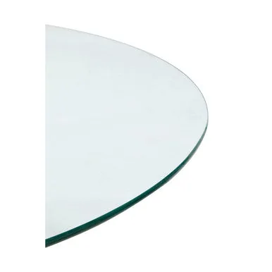 Clear Glass Top Round Dining Table With Black Wood Metal Legs, Salford