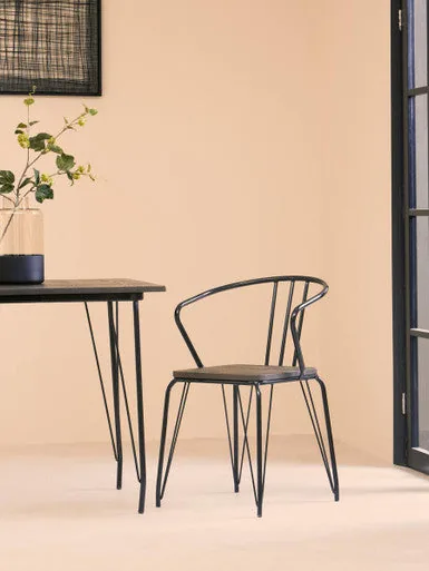 Black Metal Legs & Elm Wood Top Dining Table, District